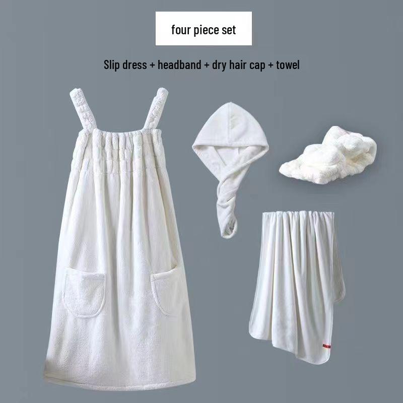 Women's Wrapable Cotton Bath Towel - Quick-Drying, Absorbent, Wearable Skirt with Pocket (2024 Summer Edition)