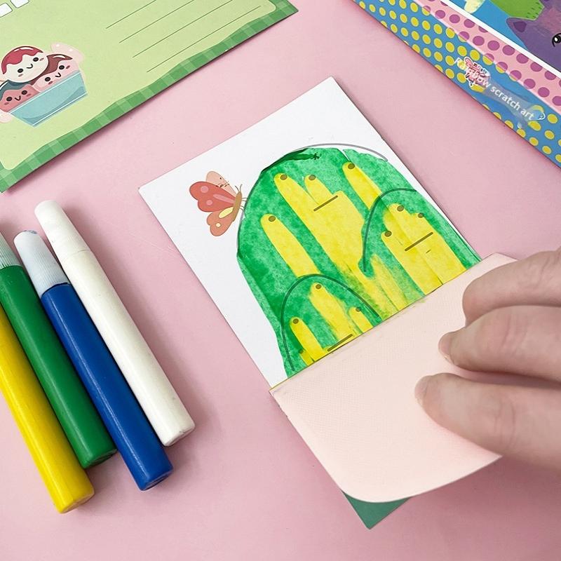 35Pcs Squeegee Art Kids Paint Kit, Diy Material Magic Reveal Rainbow Scratch Art