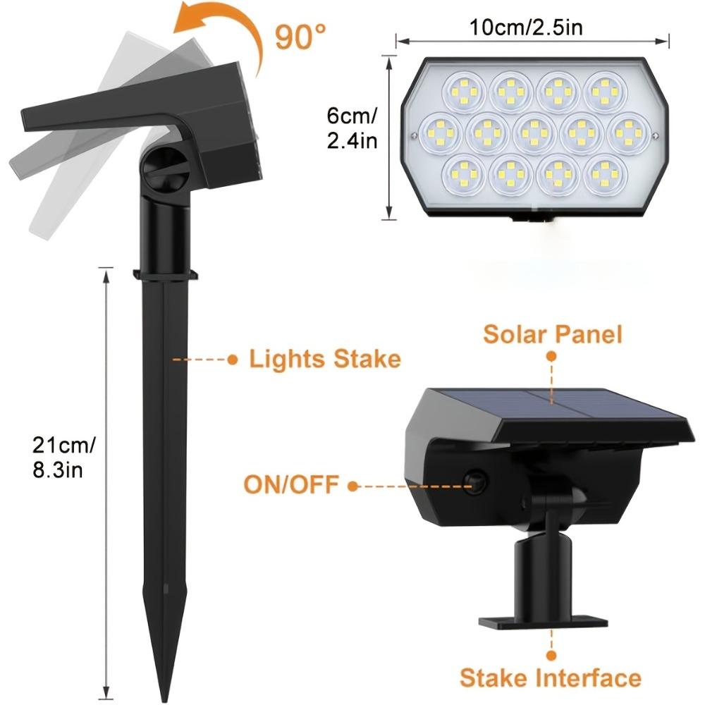 Outdoor Solar Spotlights,52LED Landscape Spotlights,waterproof Wall Lights,suitable for Trail,courtyard,garden,lane Landscape Lighting