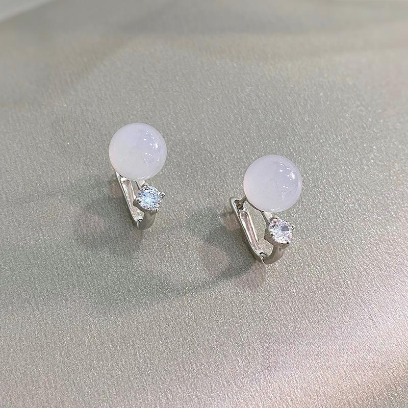 Ohrringe aus weißem Chalcedon und Zirkon für Damen, High-End, chinesisch, cool und elegant, Nischendesign