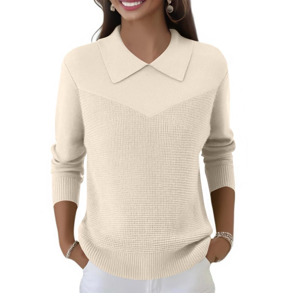 Damen Lässiger und Modischer Langärmliger Gestrickter Einfarbiger Oberteil-Pullover