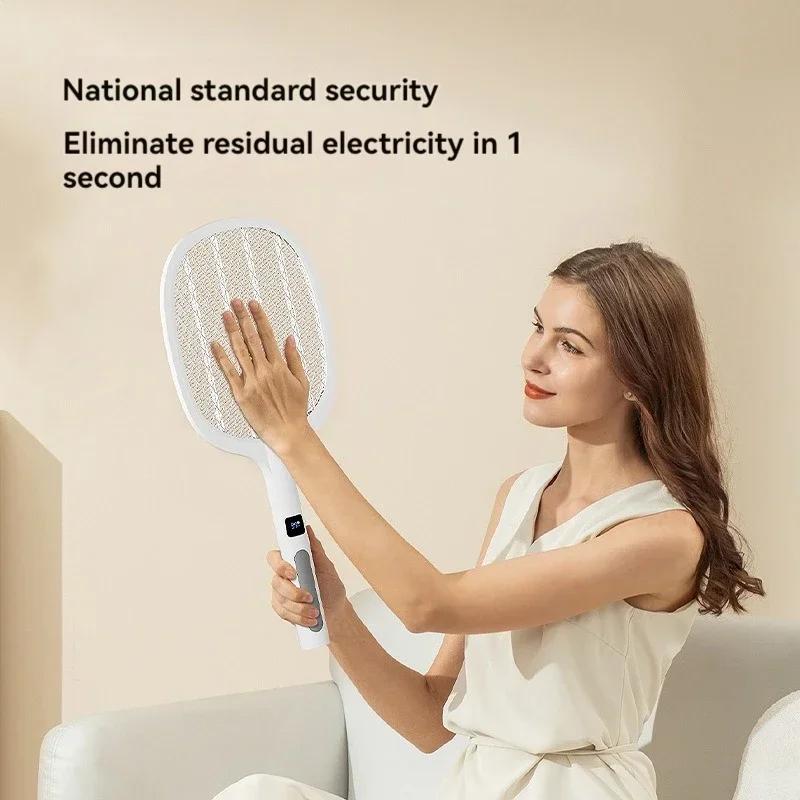 Electric Fly Swatter Insect Killer 4000V Type-C Rechargeable Detachable Handheld Automatic Tapping Mode Indoor Outdoor for Home