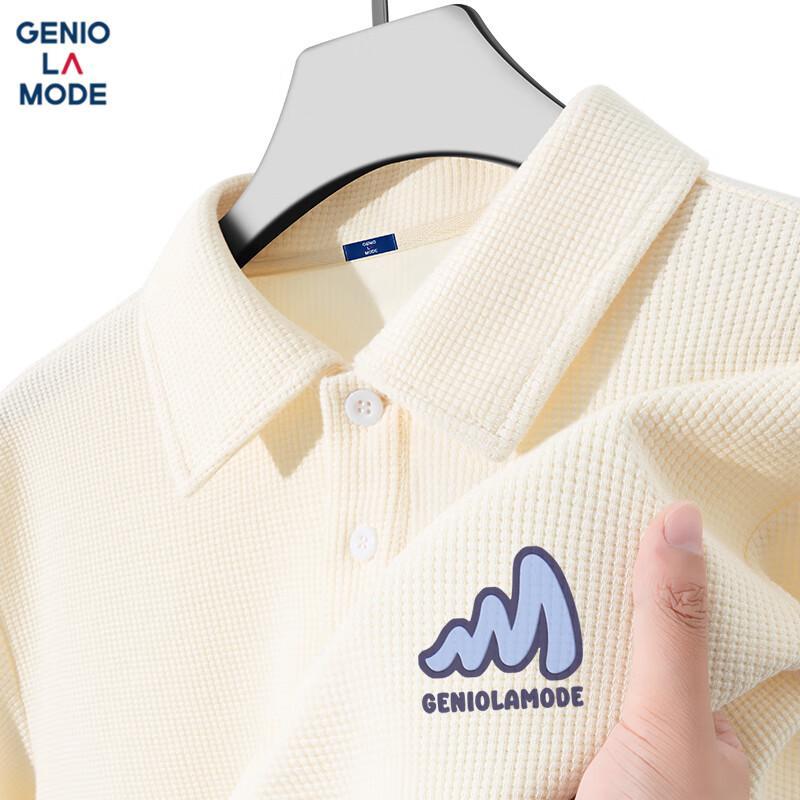 GENIOLAMODE Men s Waffle Knit Printed Polo T-Shirt 3XL