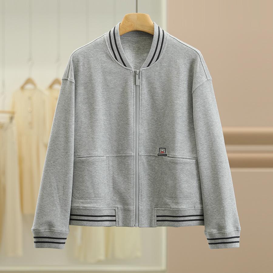 

Zhang Natting Brand Striped Loose-Fit Slimming Sweatshirt Jacket - Autumn Collection Large серый