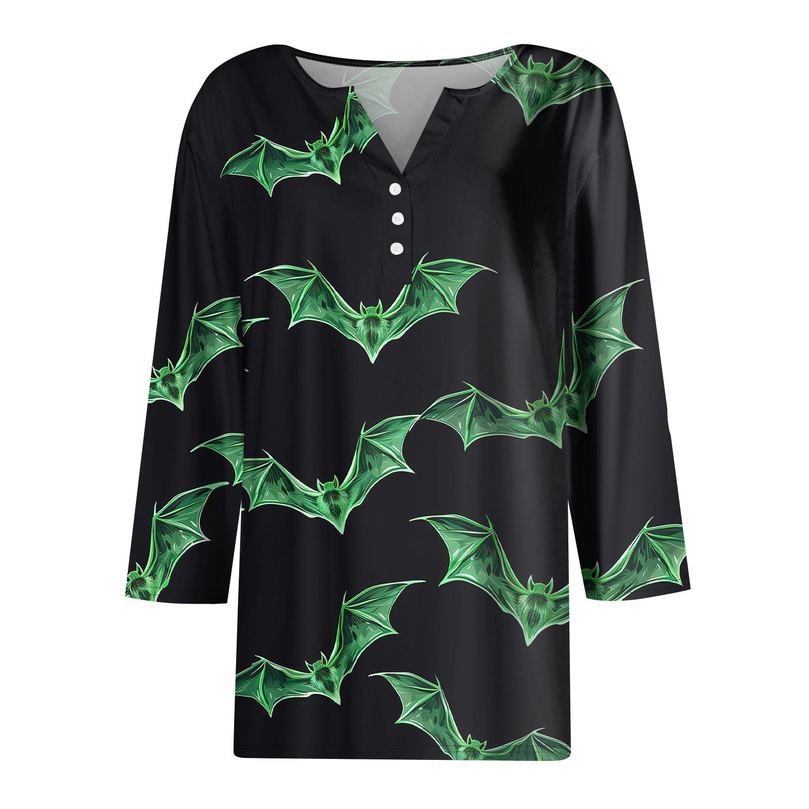 Жен. Футболка Футболка С принтом Пуговицы Рукав 3/4 Повседневные Выходные Мода — фото 4