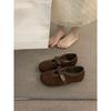 Deep mouth round head suede brown Mary Jane single shoes women's retro velvet Birkenstocks cotton shoes