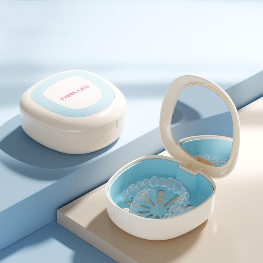 New With Mirror Braces Box Draining Cleaning Box Orthodontic Retainer Case Soak Box Mouthguard Case
