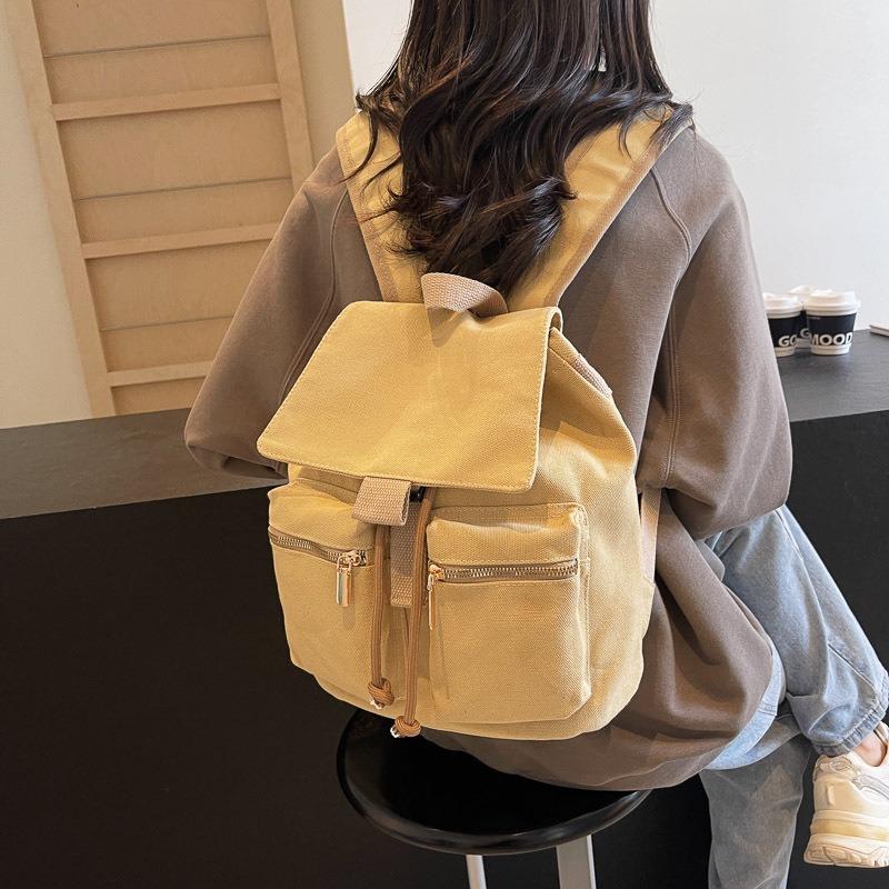 New solid color backpack college style versatile commuting large capacity student schoolbag women's backpack