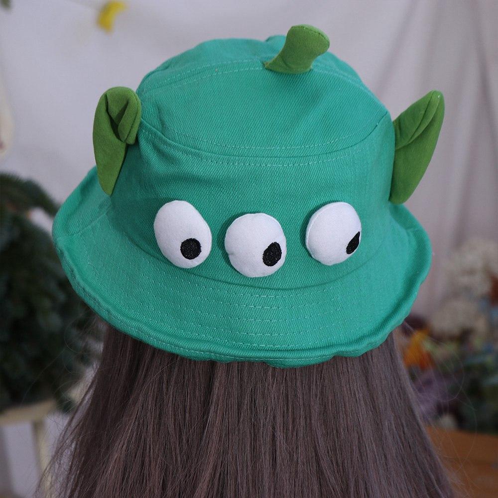 Foldable Three Eyes Bucket Hats Sunscreen Large Brim Big Ear Fisherman Hat Lightweight Breathable Cartoon Sun Hat Outdoor
