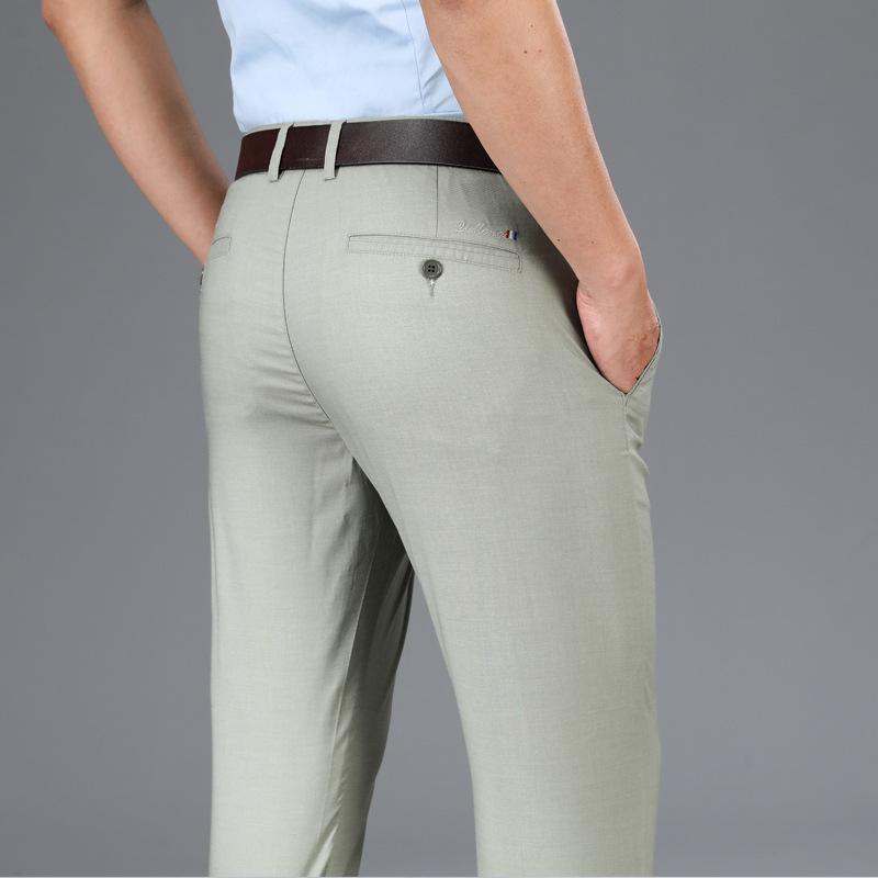 

2024 Мужские повседневные брюки Летние тонкие шелковые мужские брюки Прямые свободные брюки в стиле вестерн Деловые длинные брюки мужские стили 42 светло-зеленый