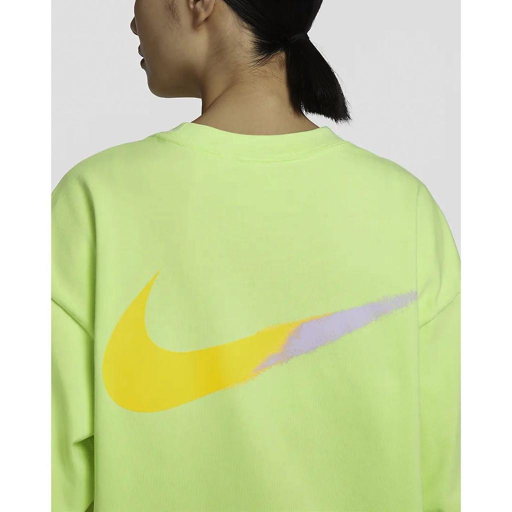 Nike Printed Round Neck Casual Long Sleeve Drop Shoulder T-Shirt Women T-Shirt Light-Lemon-Yellow HJ1497-736