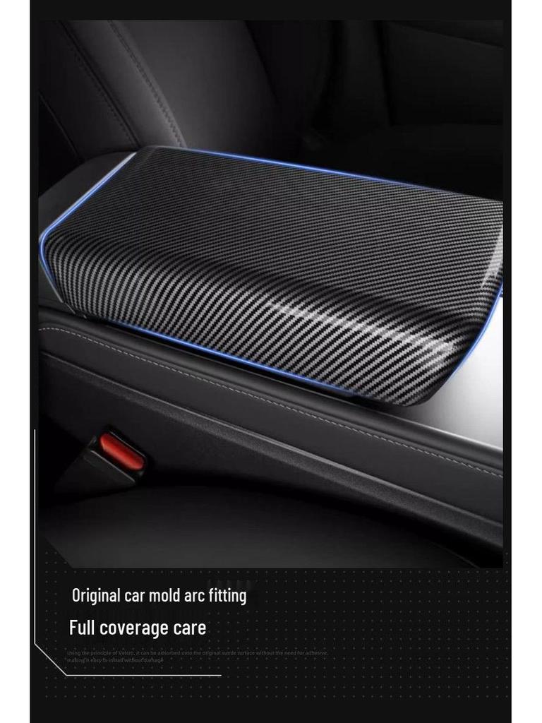 Tesla Model 3/Y Carbon Fiber Armrest Box Cover & Air Vent Protector.