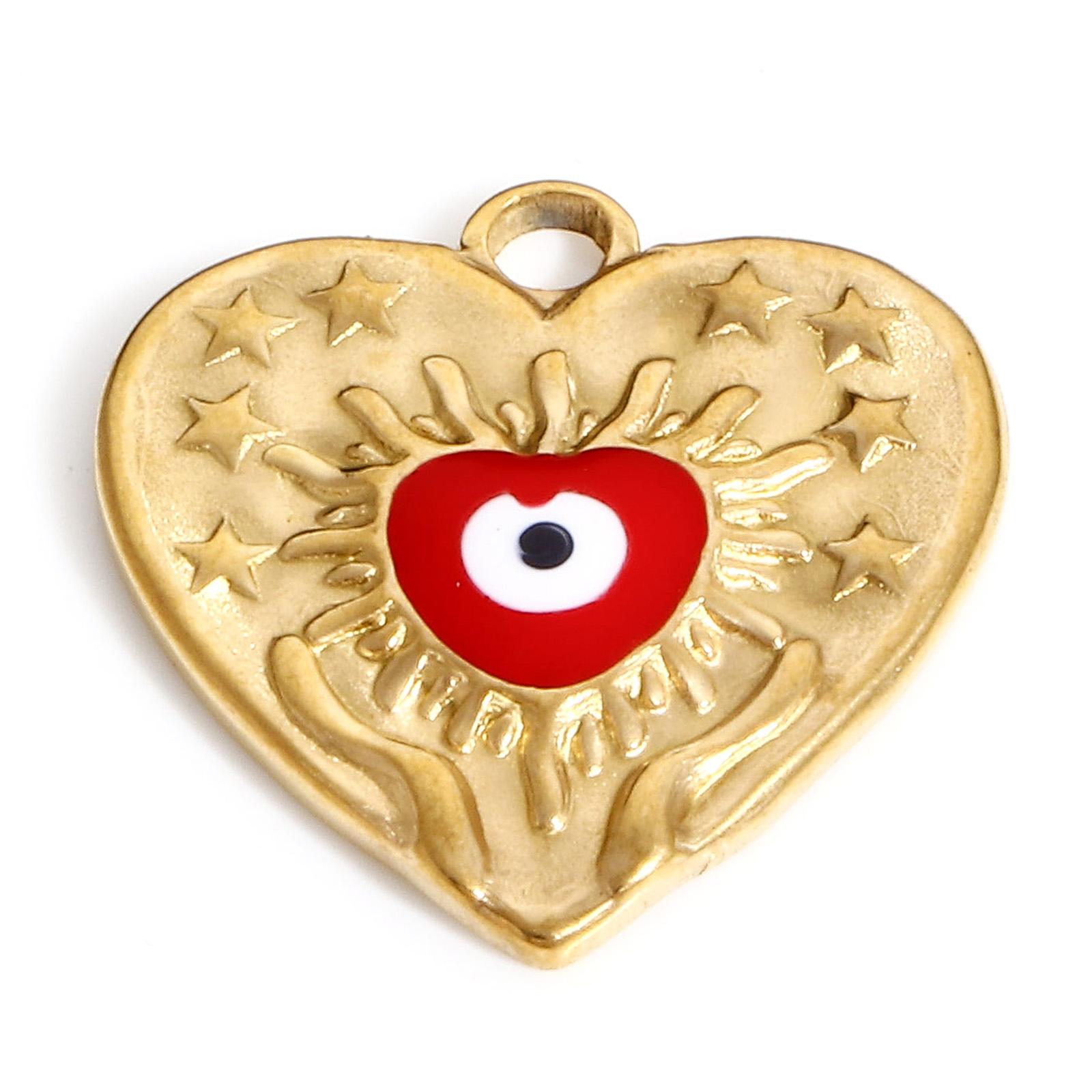 

1 PCs 304 Stainless Steel Heart Evil Eye Charms Enamel Religious Pendants Valentine s Day For Jewelry Making Diy Accessories