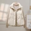 Winter Warm Cropped Vest Jackets Women Fashion Sleeveless Stand Collar Zip Up Puffer Waistcoat Street Outwear