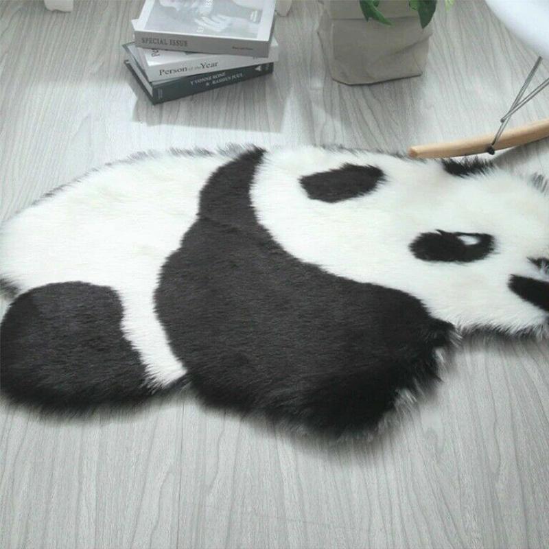 Faux Fur Rug Long-haired Panda Koala Animal-shaped Carpet Mats Living Room Bedroom Rug