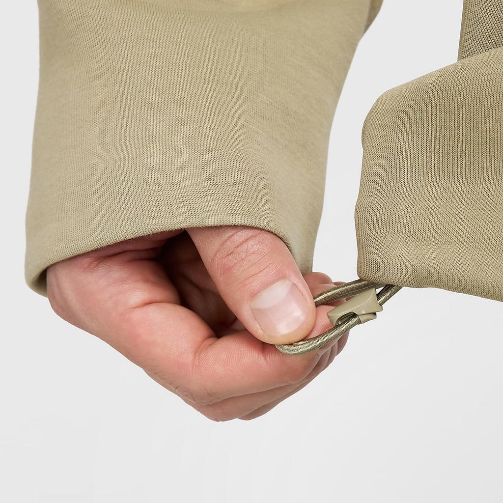 Nike Tech Fleece Reimagined Solid Color Loose Fit Long Sleeve Polo Shirt Men tops Olive-Green FZ7571-276