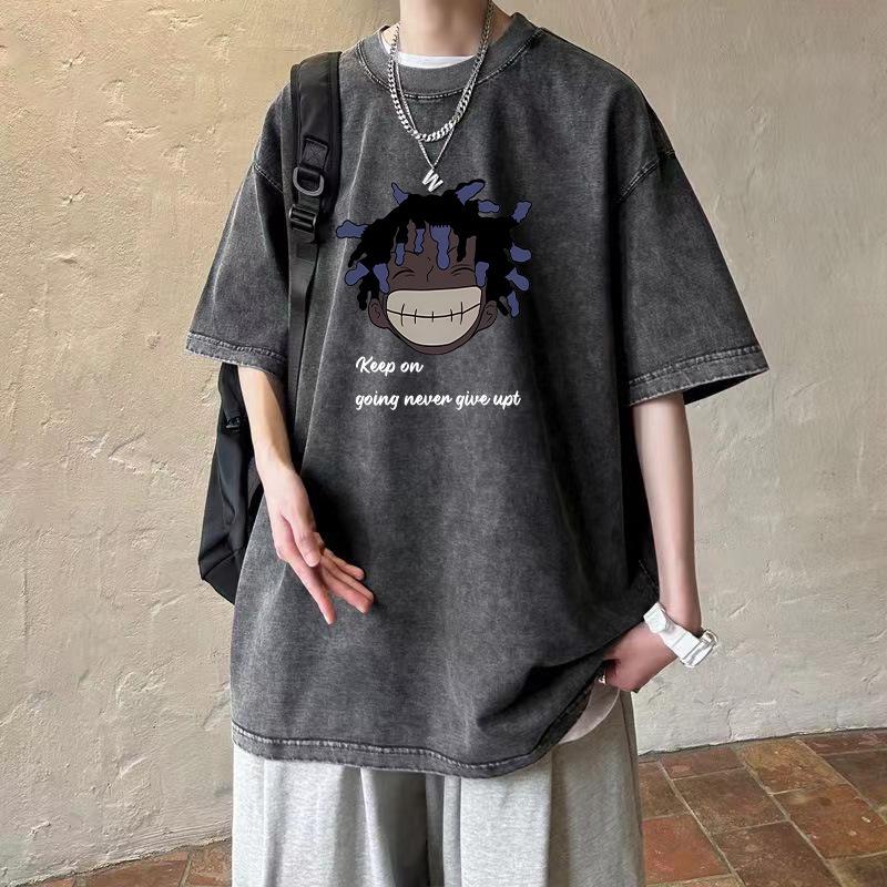 Men's Loose-Fit Vintage Washed Distressed T-Shirt