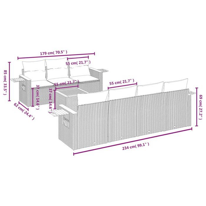 VidaXL Garden Lounge Set with Cushions 8 Pcs, Patio Sofas, Furniture Set, Outdoor Terrace Furniture, Grey 3226649