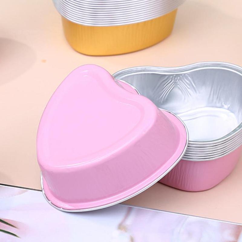 10Pcs Aluminum Foil Cupcake Cups Non-Stick Foil Baking Cups 100Ml Pudding Dessert Cups Party Wedding Party Supplies