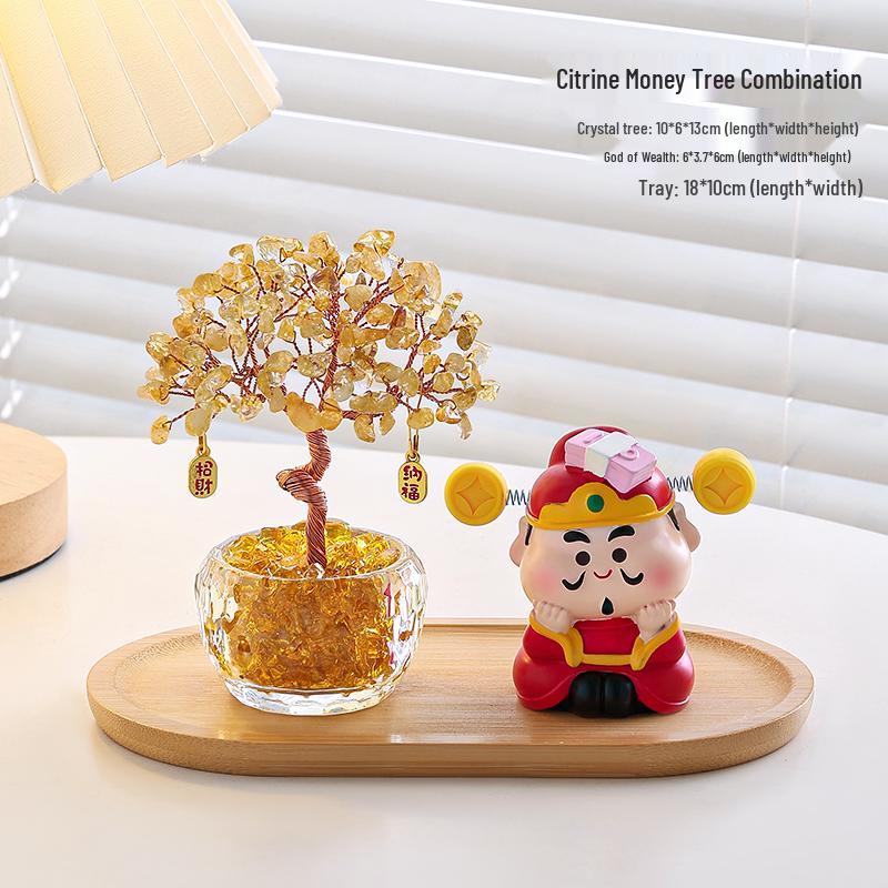 Citrine Money Cat Ornament for Home or Office - Perfect Housewarming or Birthday Gift