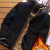 Luxuriously Warm Men Fleece Lined Puffer Jacket With Zip Closure And Ribbed Hem