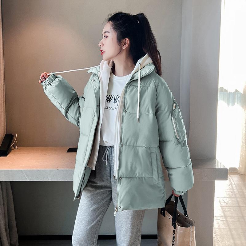 Padded clothes women's new fashion fake two-piece coat hooded bread clothes women's down padded jacket padded clothes tide