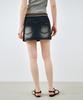 MONGDOL Rib Banding Washed Denim Mini Skirt Black Mdsk037Black