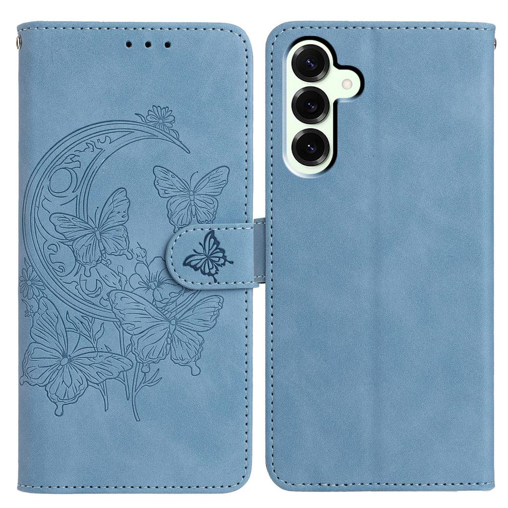 For Samsung Galaxy S25+ Case Butterfly Flower Imprinted PU Leather Wallet Stand Phone Cover