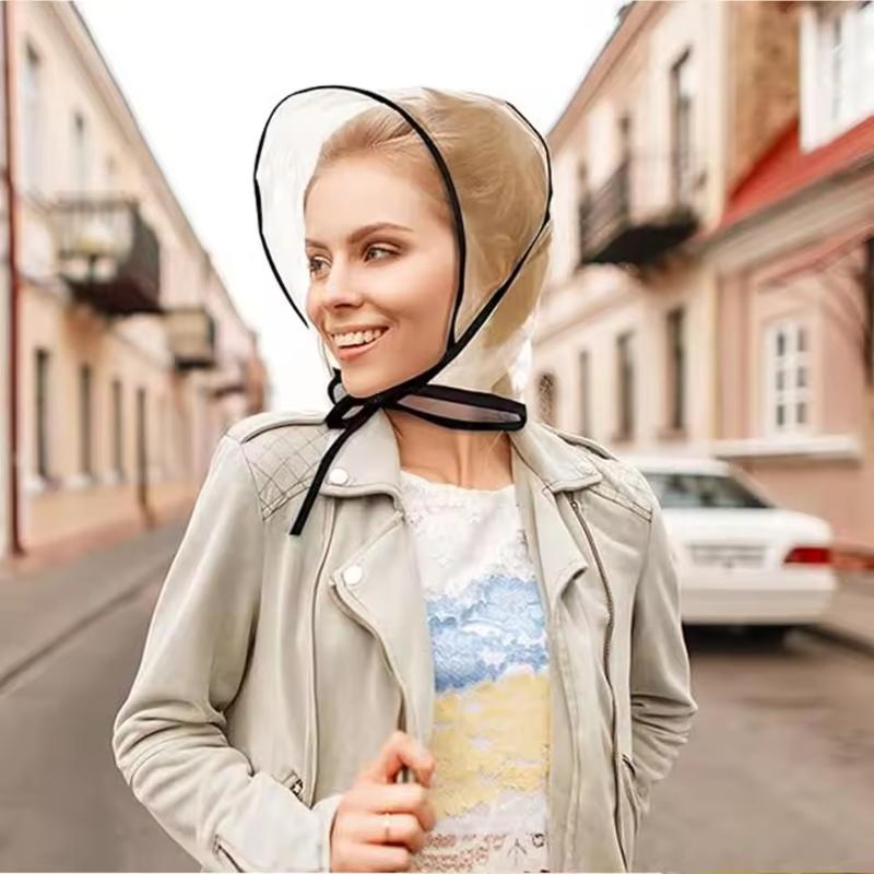 Clear Reusable Waterproof Rain Hat With Wide Brim For Women Lady Outdoor Travel Hiking Gardening Shopping Beach Wind Protection