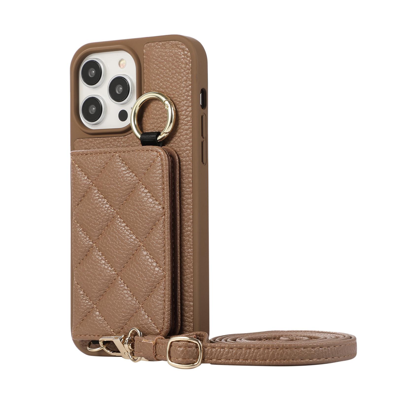 

Подходит для iPhone 15 Pro Чехол для телефона Вставка для карты 14 Plus Crossbody с зеркальным кольцом Сетка Защитный чехол iPhone11Pro алабама багровый