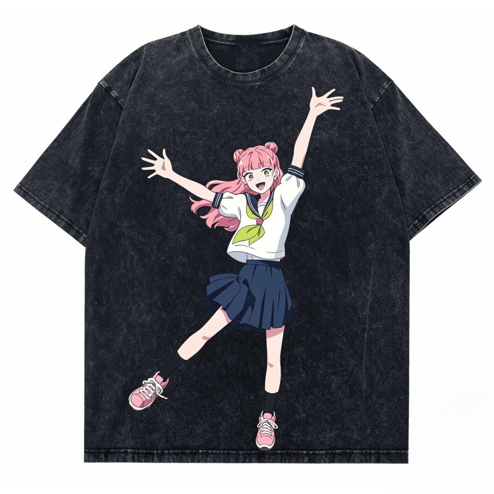 Du und Ich Sind Polar Gegensätze Gewaschenes T-Shirt Anime Liebhaber Harajuku Neues Modell Übergroß Vintage Locker Streetwear Klassisch Unisex