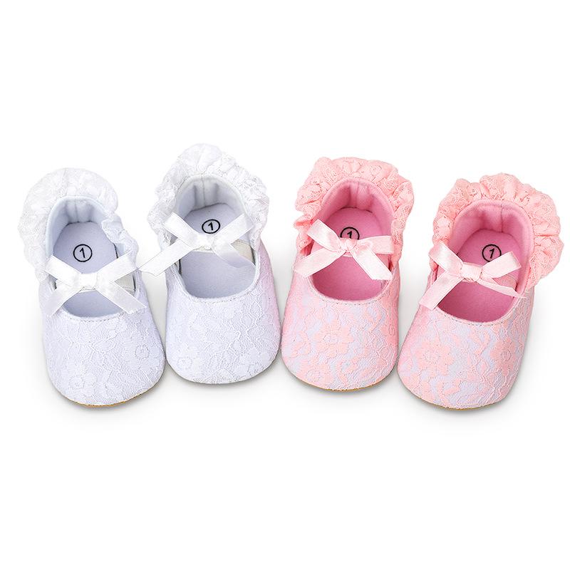 Spring and Autumn Non-slip Embroidered White Princess Shoes for 0-1 Year Old Baby Girls
