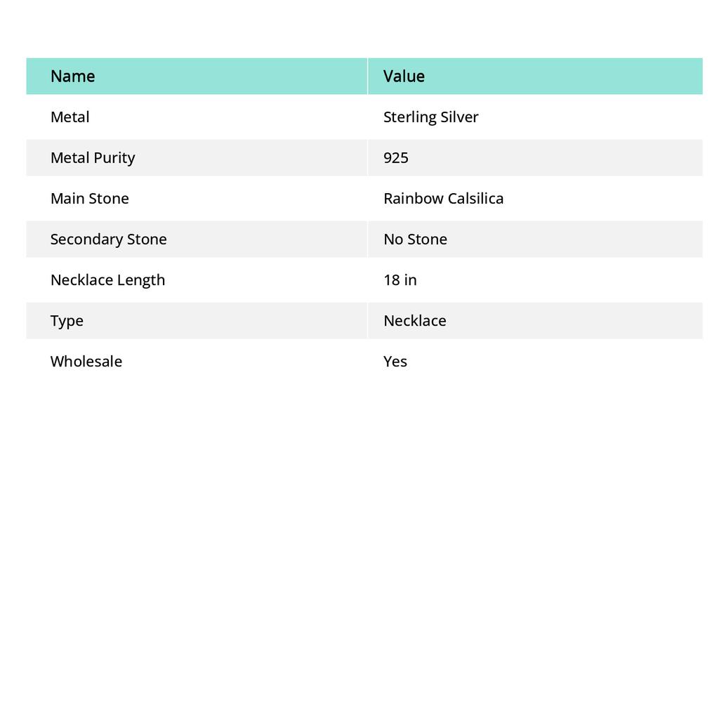 Natural Calsilica Gemstone Handmade 925 Sterling Silver Necklace 18" r2F79