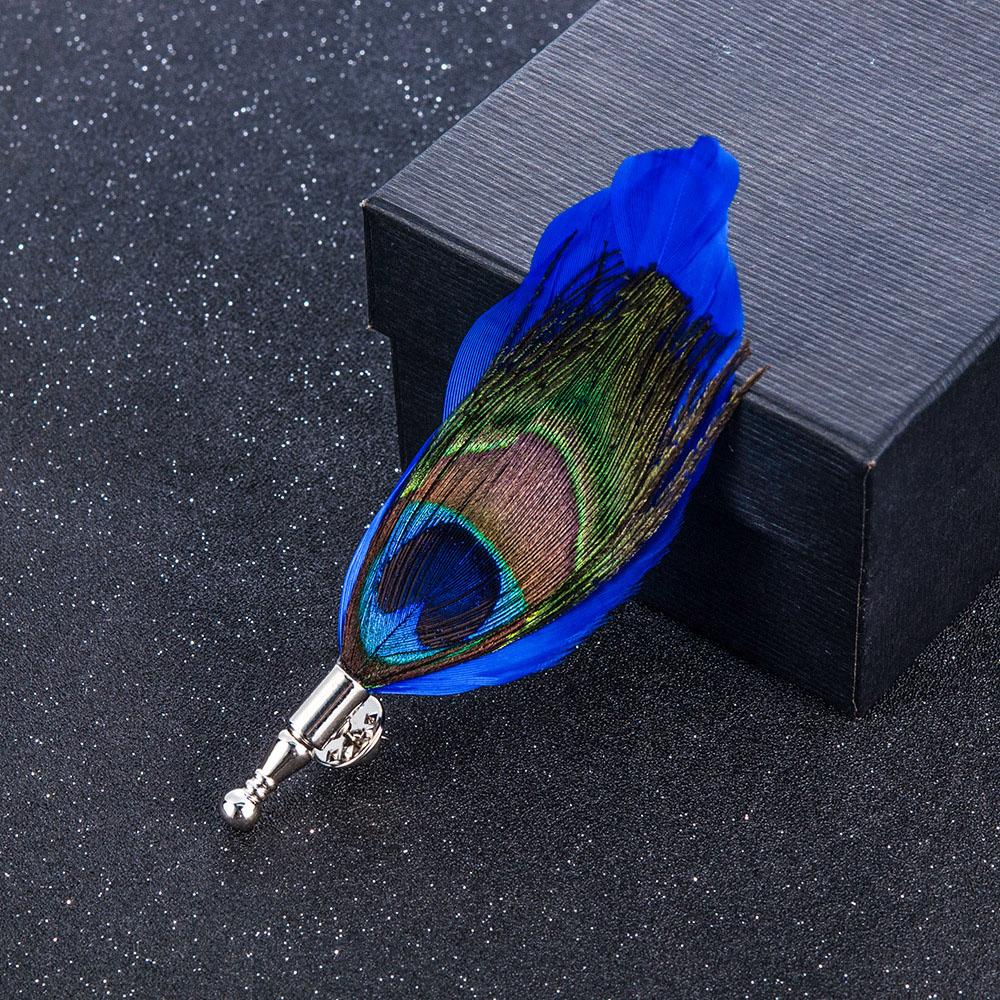 Men Fashion Design Party Feather Novelty Wedding Dress Suit Accessory Lapel Pins Jewelry Brooch