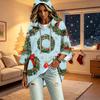 Women's Fashion Christmas Print Hooded Pullover Top, 3/4 Sleeve Casual Tunic