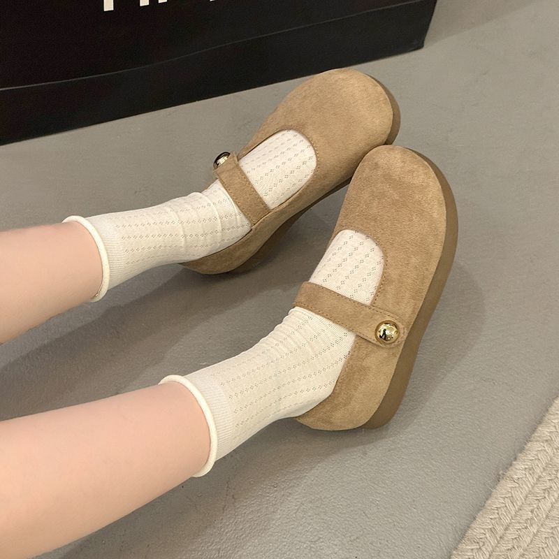 Gentle matching skirt soft-soled women's shoes shallow mouth single shoes women's 2025 new French retro word with Mary Jane shoes