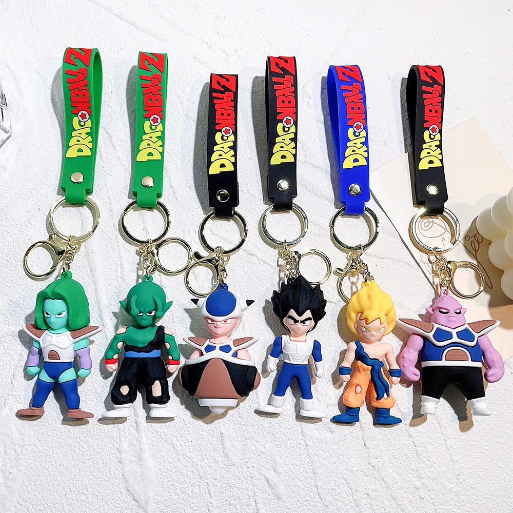 Dragon Ball Z Keychain Anime Super Saiyan Goku Figure Cute Keyring Bag Pendent Car Ornament Key Accessories Kids Toy Xmas Gifts