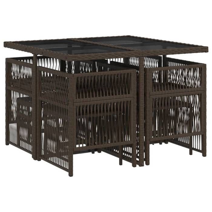 VidaXL Ensemble à Manger de Jardin avec Coussins 9 pcs, Table et Chaises à Dossier Rabattable, Meubles d'Extérieur Patio 3210957