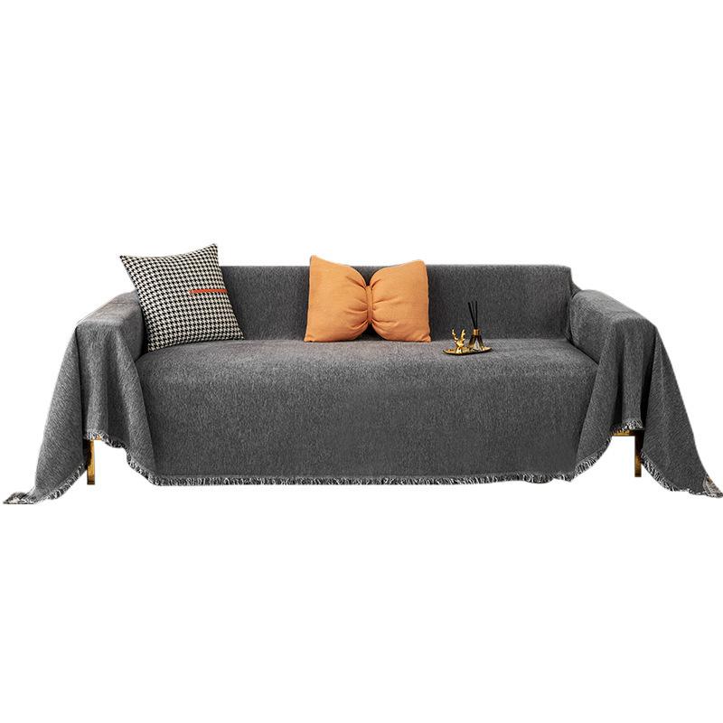 Grey Chenille Sofa Cover Cloth Non-slip Cushion Universal All-inclusive Simple Cover Towel Blanket.