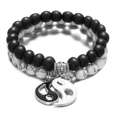 Couple Bracelet Yin Yang Black Matte Beads Bracelet for Relationship Bracelet