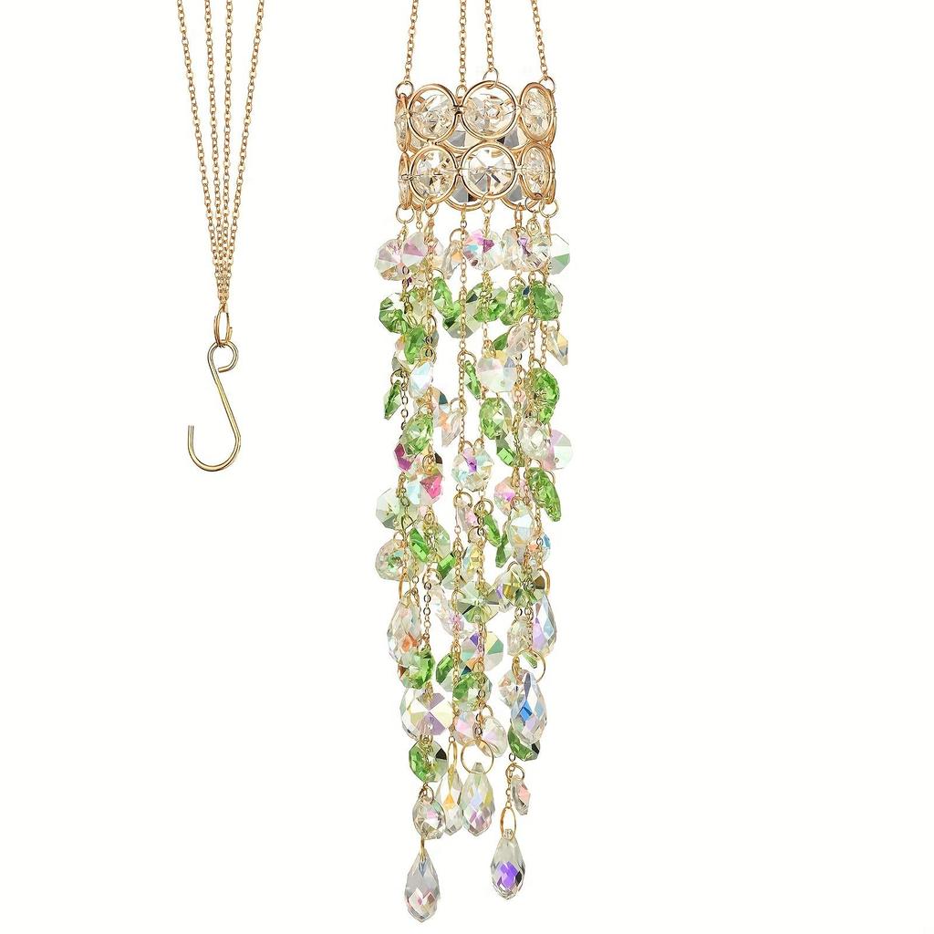 Cross-Border INS Style Sun Catcher: Colorful Crystal and Metal Wind Chime Wall Ornament