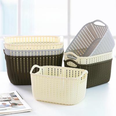 Cesta de almacenamiento, Estante de almacenamiento para lavandería, Mesa de imitación de ratán, Recipiente pequeño de almacenamiento, Plástico para artículos varios, Snacks