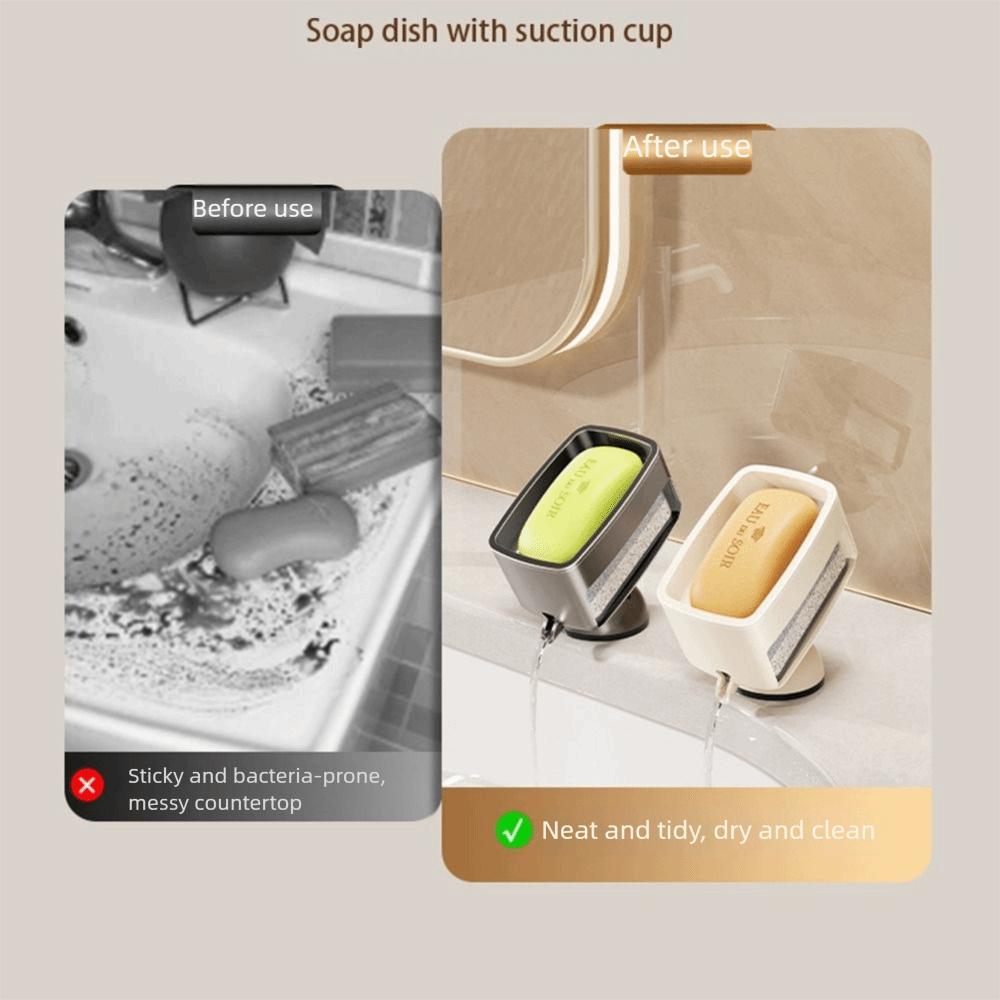 with Sponge Portable Soap Dish Self-Draining Laundry Soap Case Suction Cup Soap Holder  Kitchen