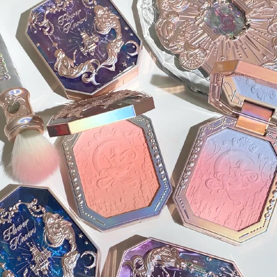 Flowerknow Moonlight Mermaid Wang Blusher Poeder Gradient Blush Langdurige Matte Finish Gezichtspoeder