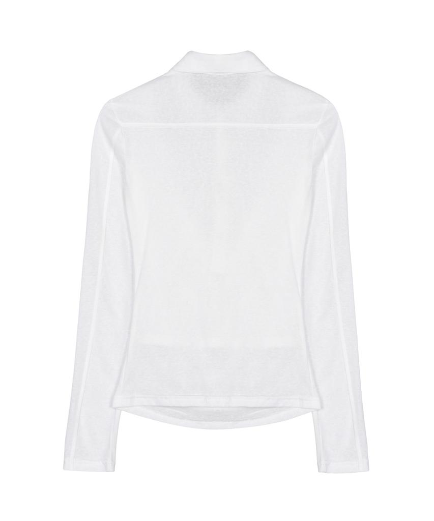 Nigaennikol Drape Collar Slim Top_Ivory