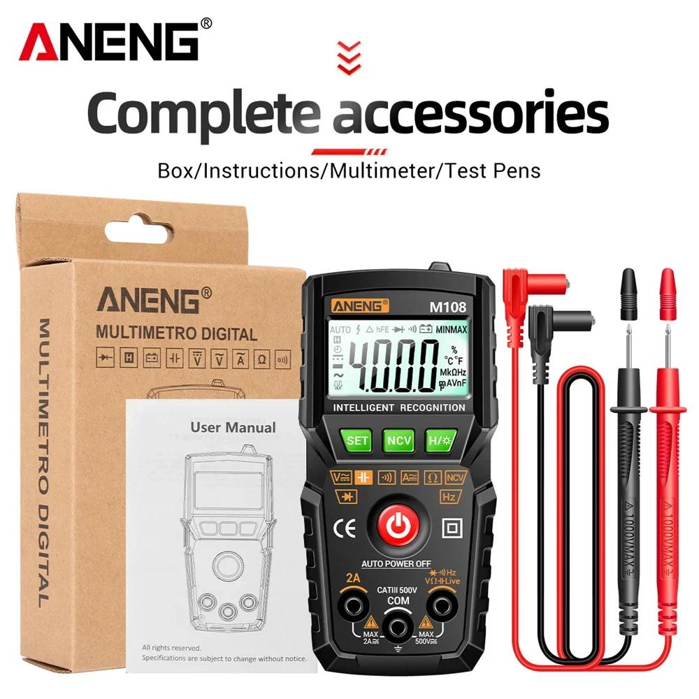 New Multifunctional ANENG M108 Digital Multimeter Profesional 4000 Counts Mini Auto AC/DC Voltage Meter Resistance Capacitance Electrical Tester Tools