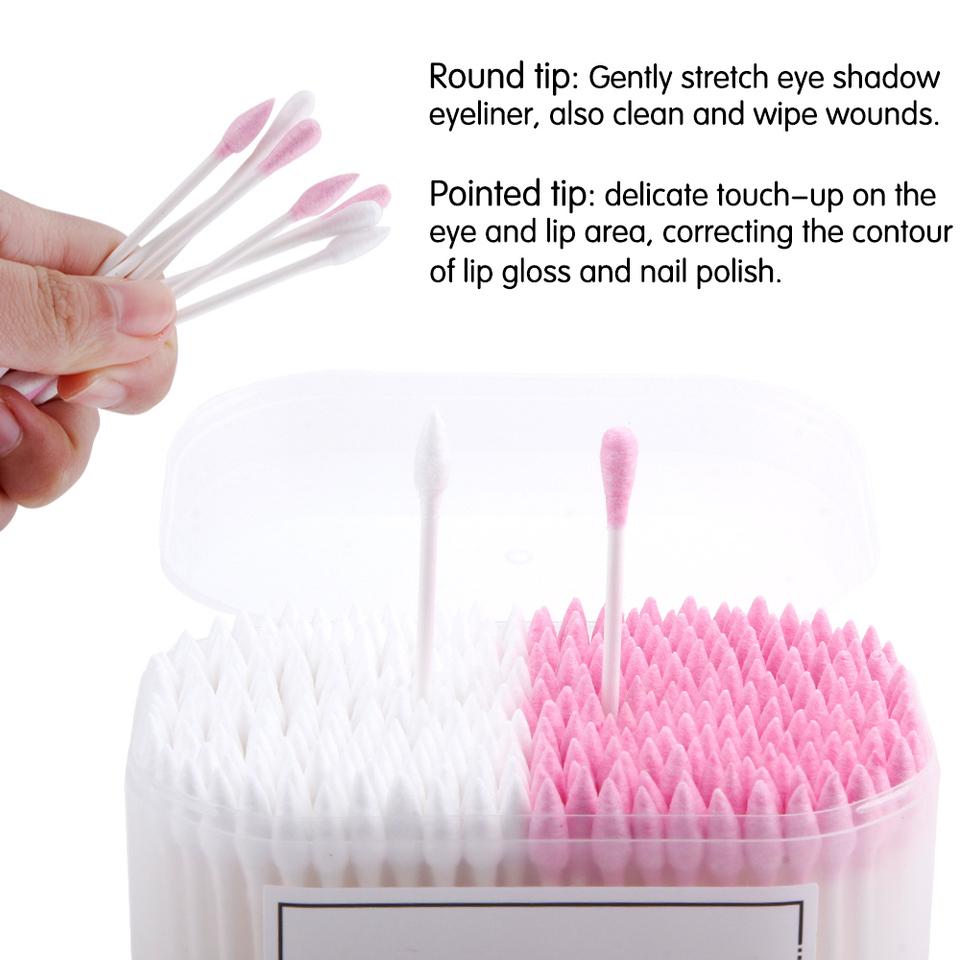 100/200/300 Stück Einweg-Doppelkopf-Wattestäbchen aus Holz für Lippenstift, Ohrenstäbchen, Reinigung von Wattestäbchen, Make-up-Sticks, Wattestäbchen