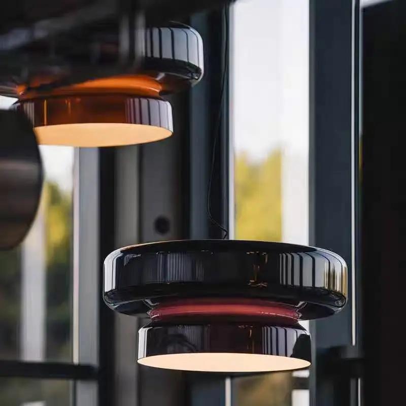 Modern restaurant LED pendant light colorful circular glass pendant light living room bedside home decoration lighting fixtures