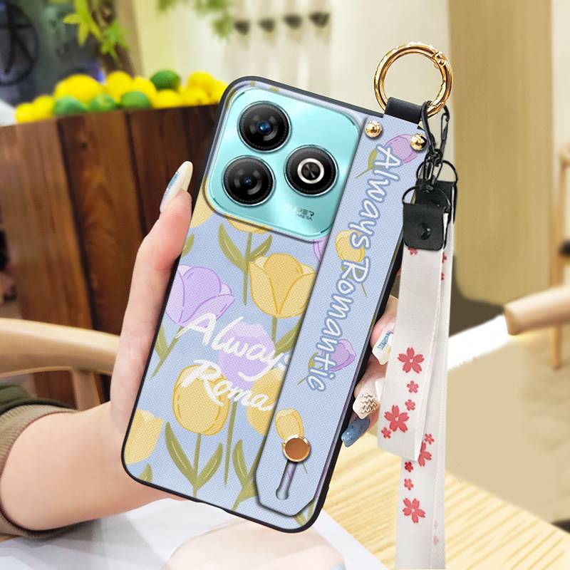 Protective Anti-knock Phone Case For ZTE Blade A75 4G/Z2359 Wristband Wrist Strap Back Cover Shockproof Ring Durable
