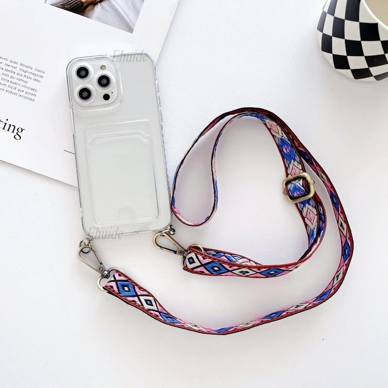 Vintage Strap Case For Samsung Galaxy S25 Ultra S24 FE A36 A06 A16 A55 A35 A15 Crossbody Lanyard Wallet Card Crystal Clear Cover